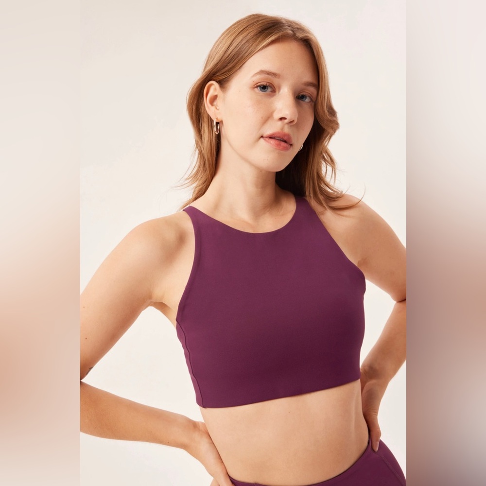 Girlfriend Collective Plum Topanga Halter Bra